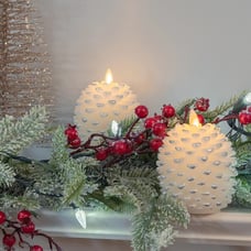Luminara Set of (2) Flameless White/Silver Pinecone Candles & (2) Remotes