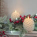 Luminara Set of (2) Flameless White/Silver Pinecone Candles & (2) Remotes