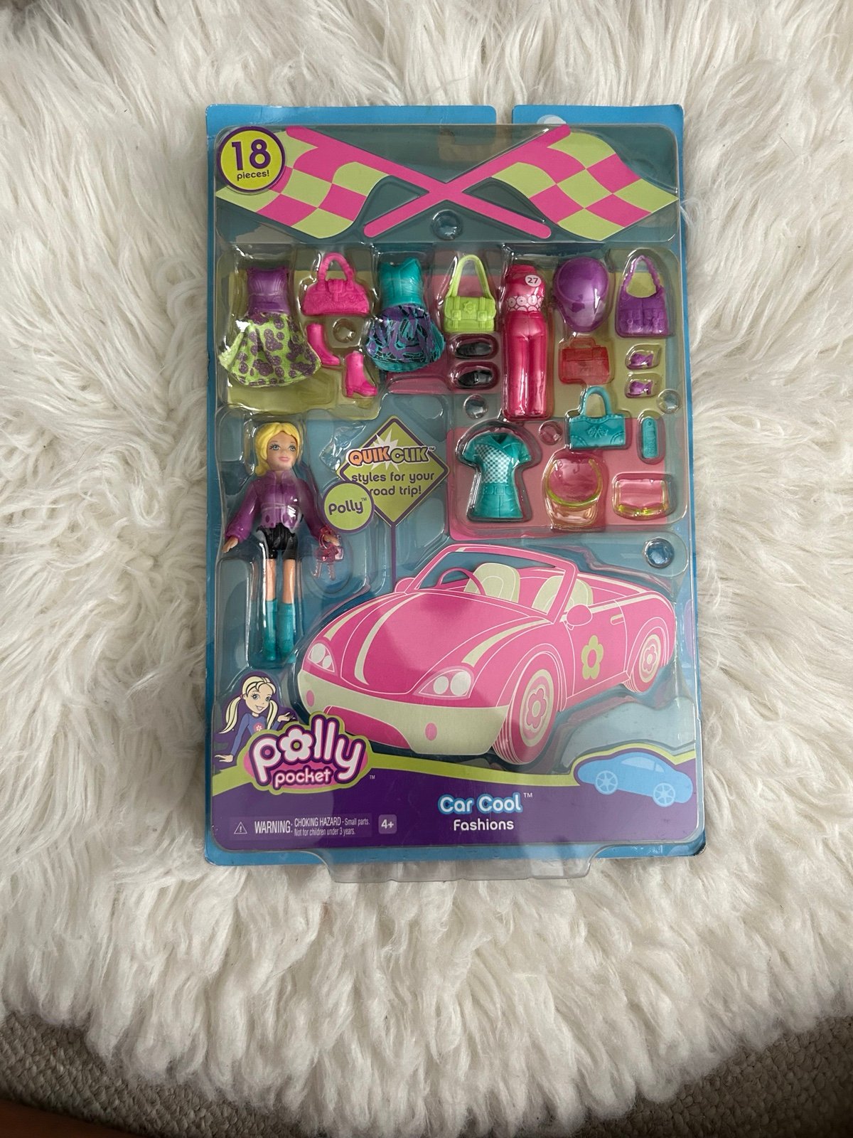 RARE Vintage Mattel 2006 Polly Pocket Polly Quik Clik Car Cool Fashions