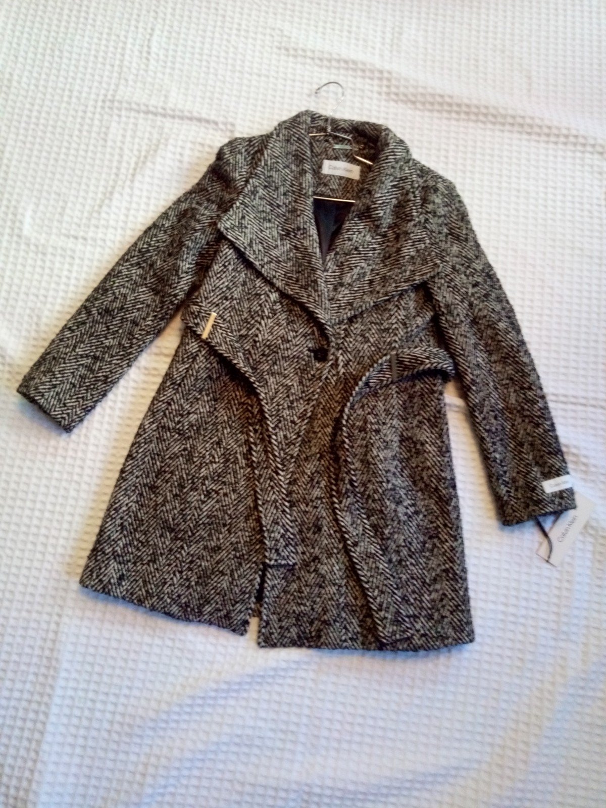 Coat Calvin Klein women wing collar wrap size xs