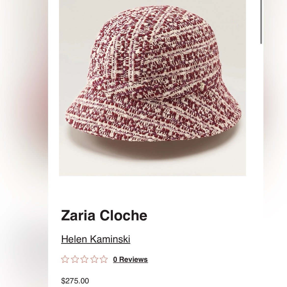 Helen Kaminski Zaria Cloche Hat NEW 275