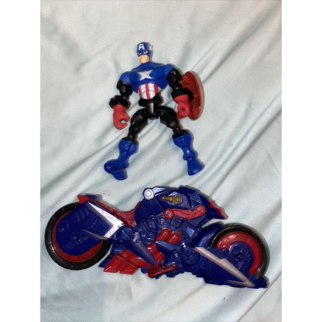 Marvel Figure Hasbro Super Hero Mashers Captain America Motorcycle Bike Capcycle