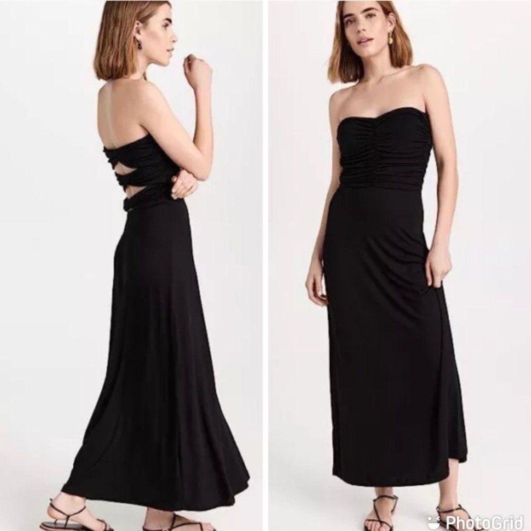 FREE PEOPLE FP Beach Embrace Midi Strapless Convertible Black Dress Size XL