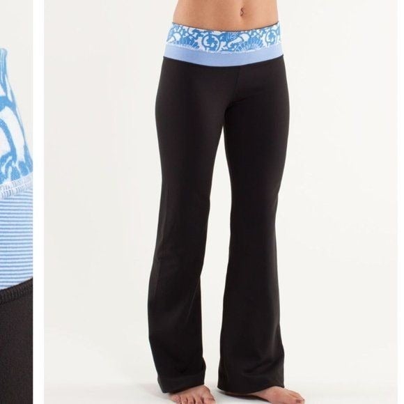 Lululemon Groove Pant Black/Beachy Floral White Porcelaine/Wee Stripe