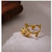 NEW 18K Gold Plated Rose Flower Leaf Resizable Ring