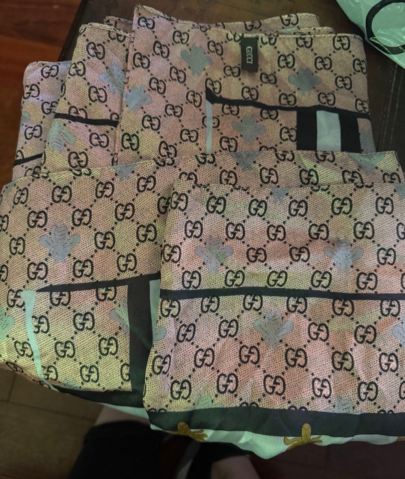 Gucci Silk scarf/wrap 70” X 35” NWOT gorgeous! Light pink with silver bees