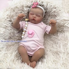 Adorable 19 Pink Romper Youngsters Doll - Soft Silicone Vinyl & Cloth Body