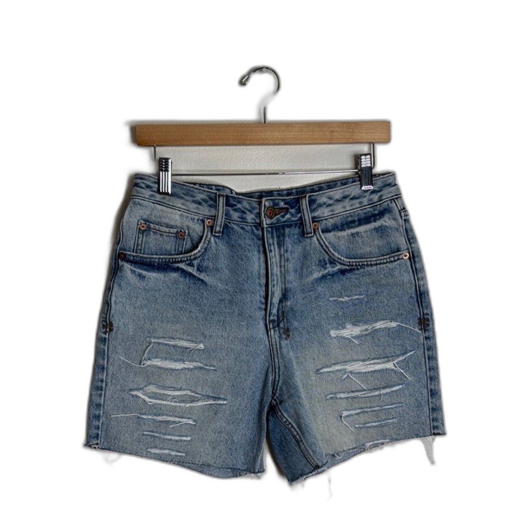 Ksubi ladies racer short thrashed detail cutoff denim shorts size 28 100% cotton