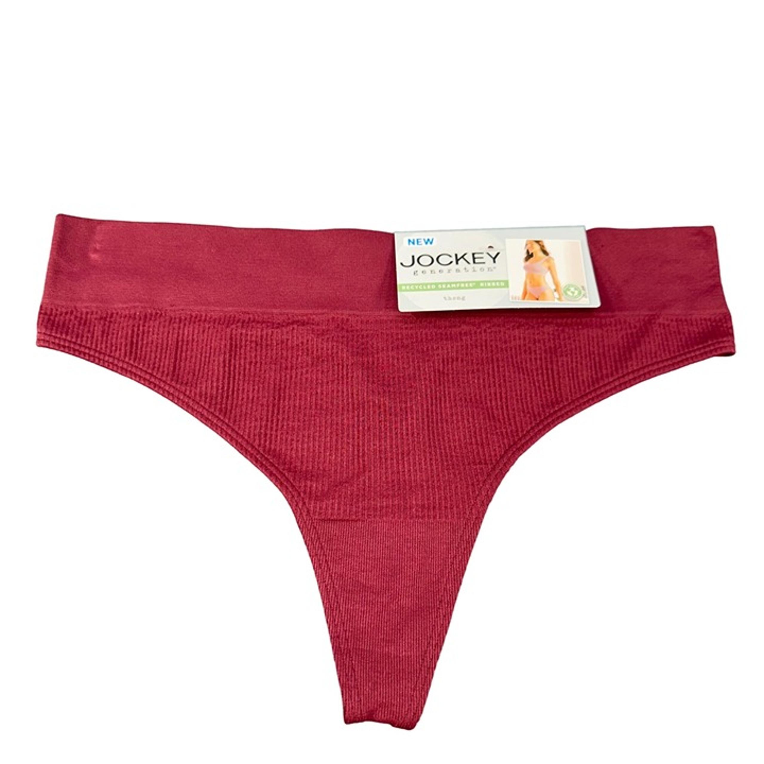 Jockey Generation Women's Size Medium Panty Thong Recycled Ribbed Burgundy New