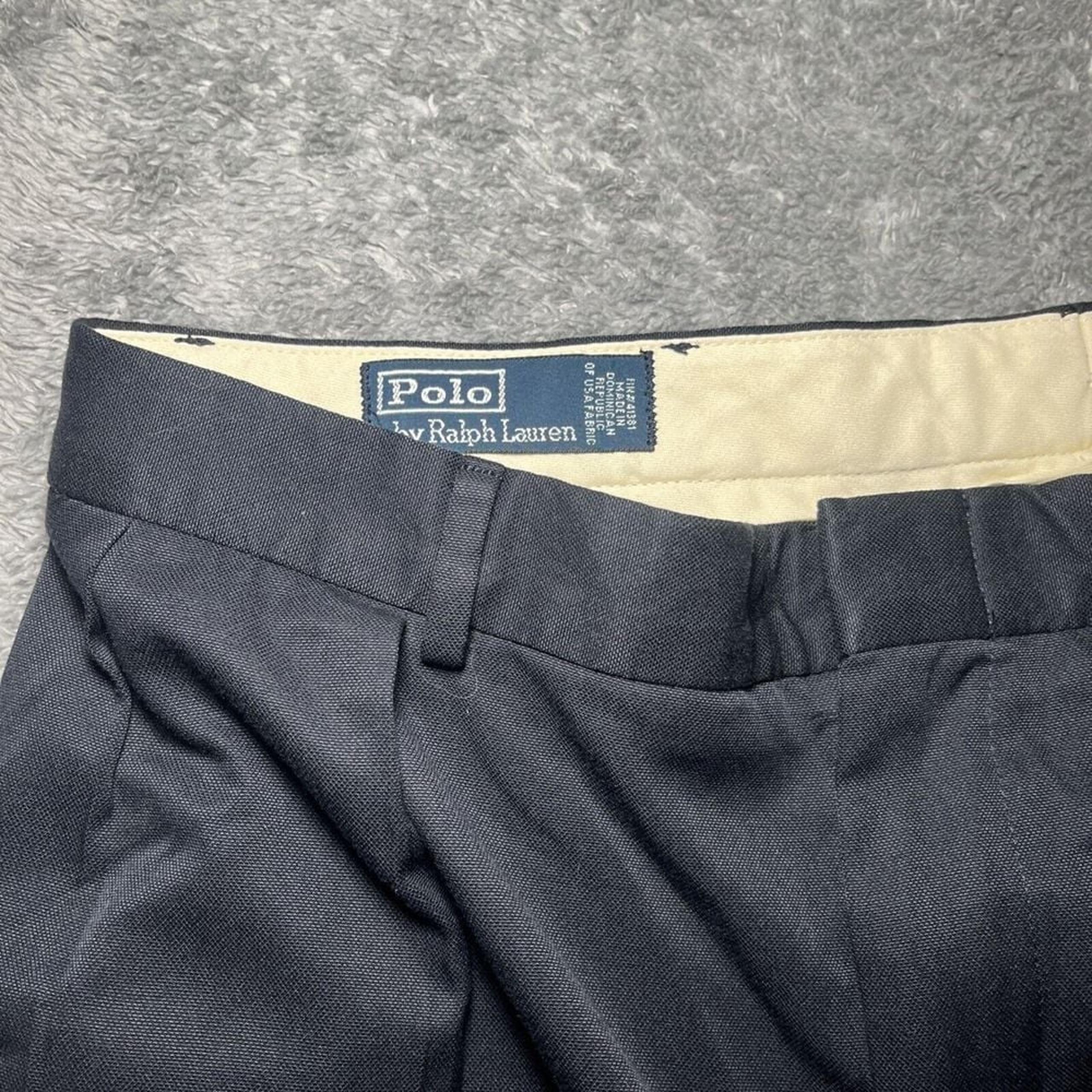 VTG Polo By Ralph Lauren Men's Trousers Black Polyester Pants 36x30 Dress Pants