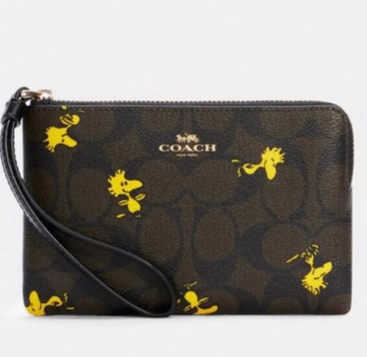 Coach Corner Zip Wristlet With Woodstock Print