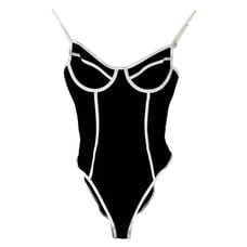 WeWoreWhat Danielle One Piece Black and Off White Swim Suit Women's Size Small