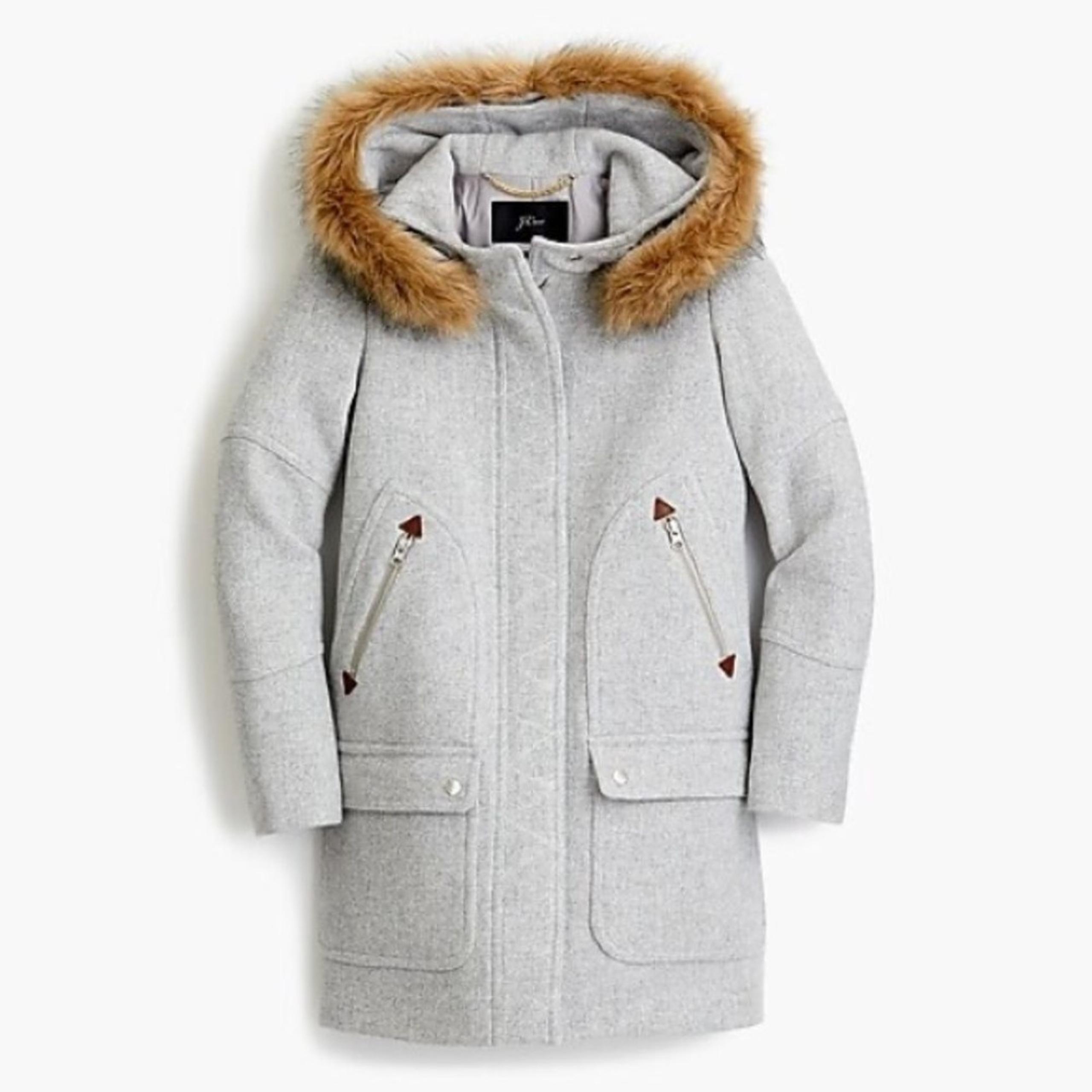 NWT. JCrew Chateau parka in Italian stadium wool Sz 0