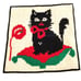 Needlepoint Black Cat Pillow Canvas Completed Square Gobelin L 01.44