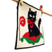 Needlepoint Black Cat Pillow Canvas Completed Square Gobelin L 01.44