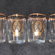 Gold Rim & Graphics Coors Branded 5oz Chaser / Tasting / Shot Glasses