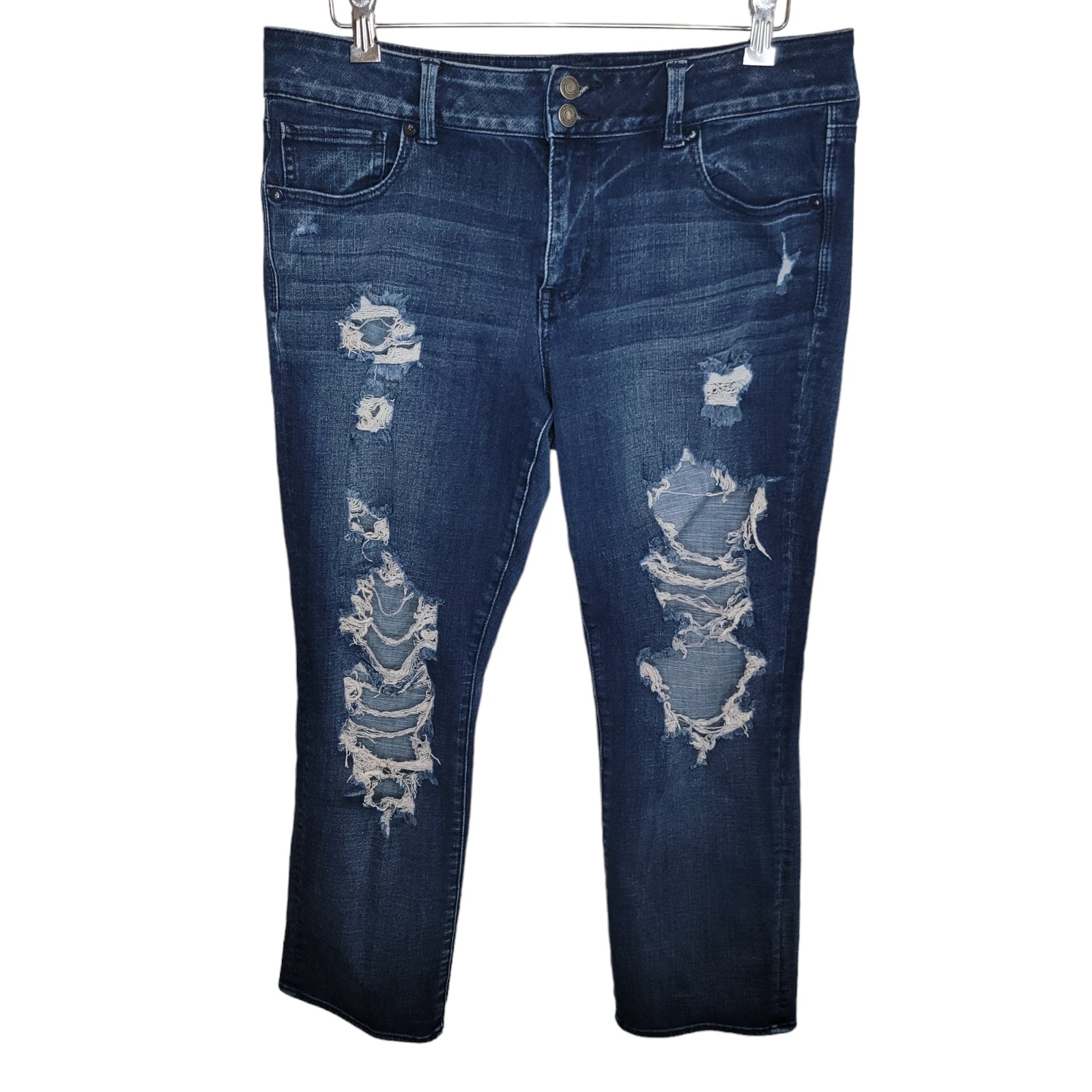 American Eagle Artist Crop ripped denim jeans size 16 long