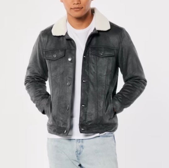 Hollister SHERPA-LINED FAUX SUEDE TRUCKER JACKET