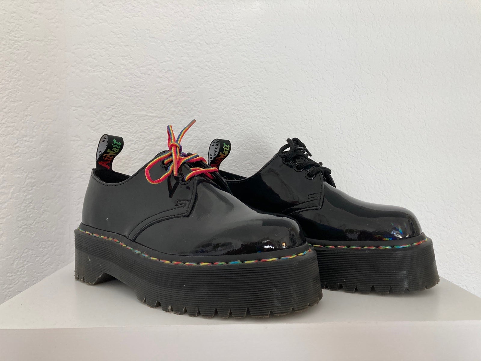 Dr. Martens 1461 Rainbow Patent Platform Shoes