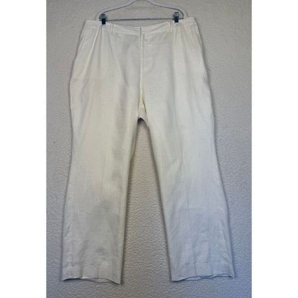 Ralph Lauren Linen Dress Pants Womens Vintage Ivory Lined Wide Leg Size 20W