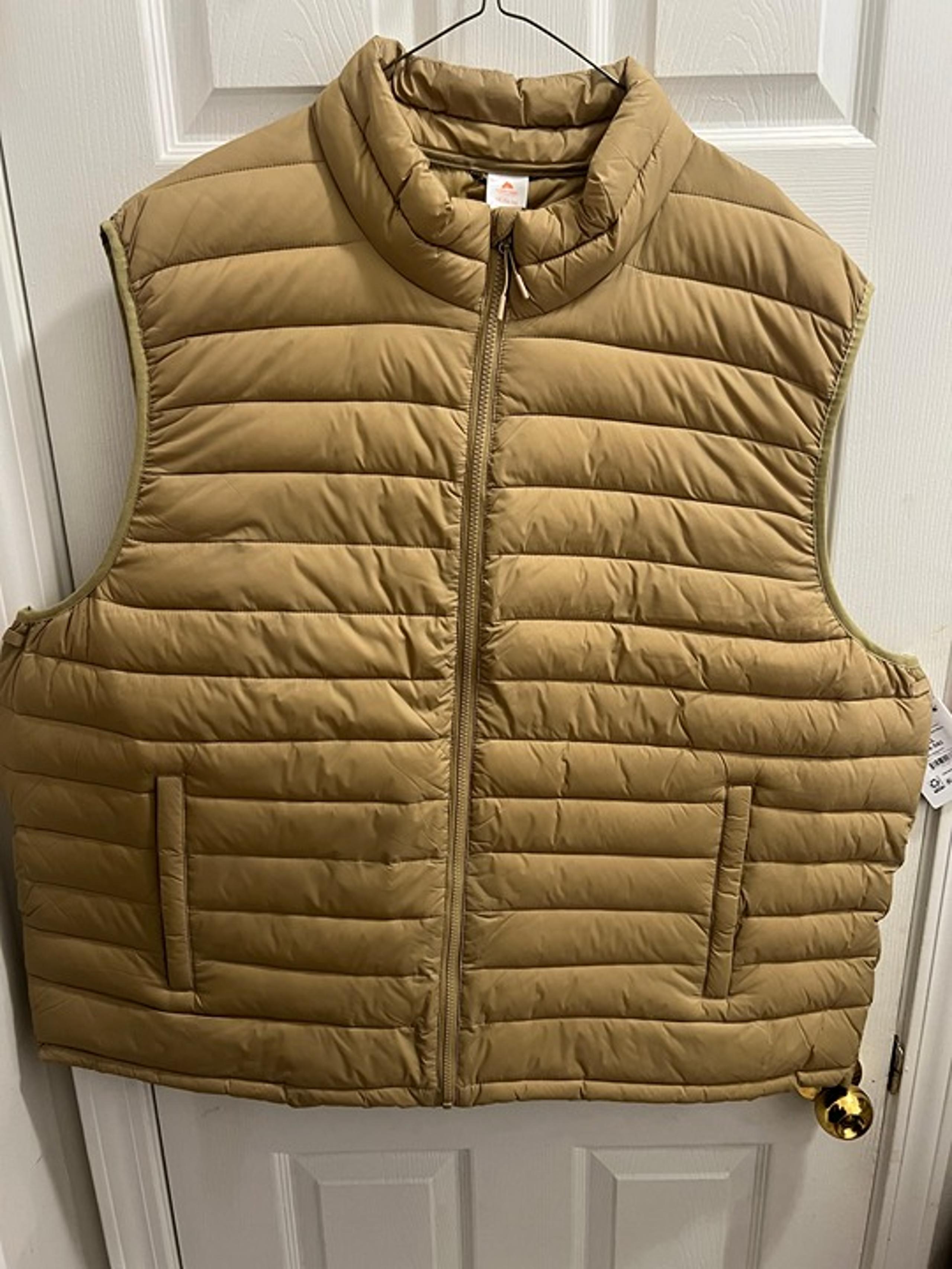 Ozark Trail Men's Quilted Tan and Navy Vest lot.