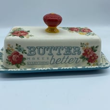 Pioneer Woman Vintage Floral Pattern Butter Makes Everything Better Dish
