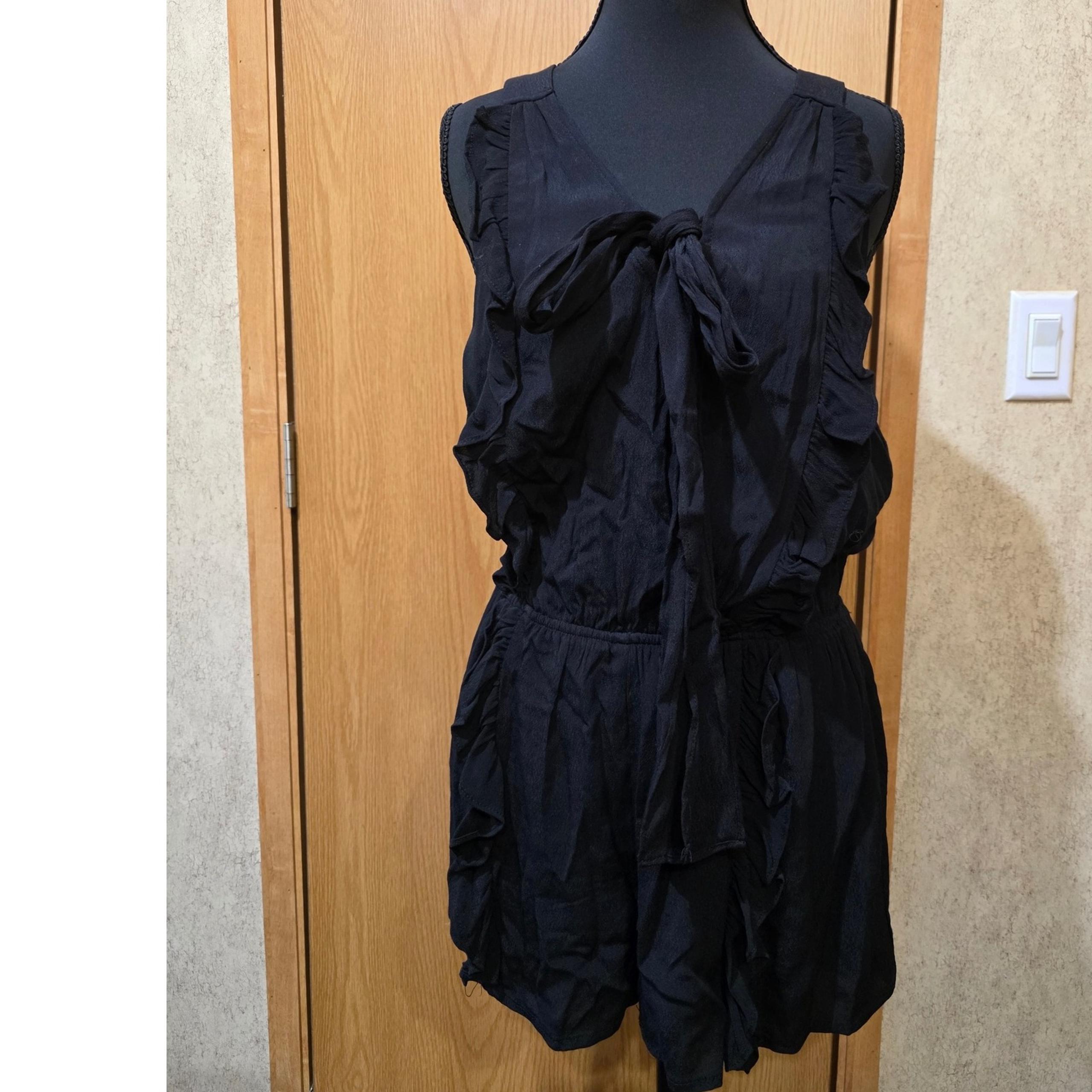 Mustard Seed Ruffle Romper Tie Front Sleeveless Black Jumpsuit Size S
