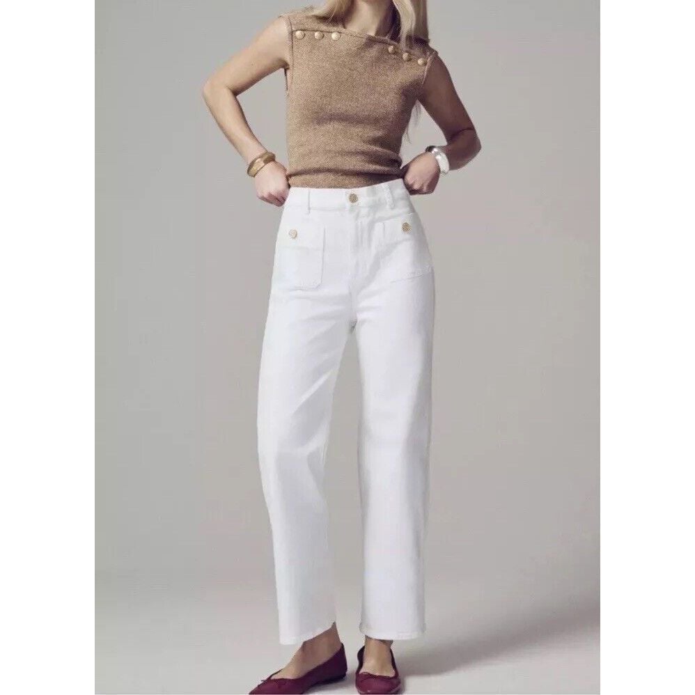 NWT J.Crew Sailor slim wide-leg jean white (BX940) Women's 32