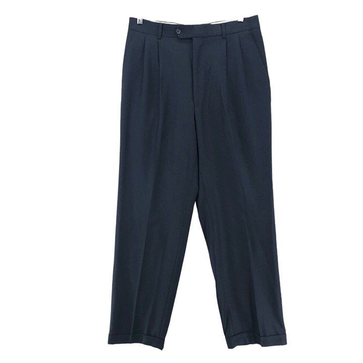 PRINCIPE ITALY Navy Blue Wool Cashmere Pleated Dress Pants Size 33