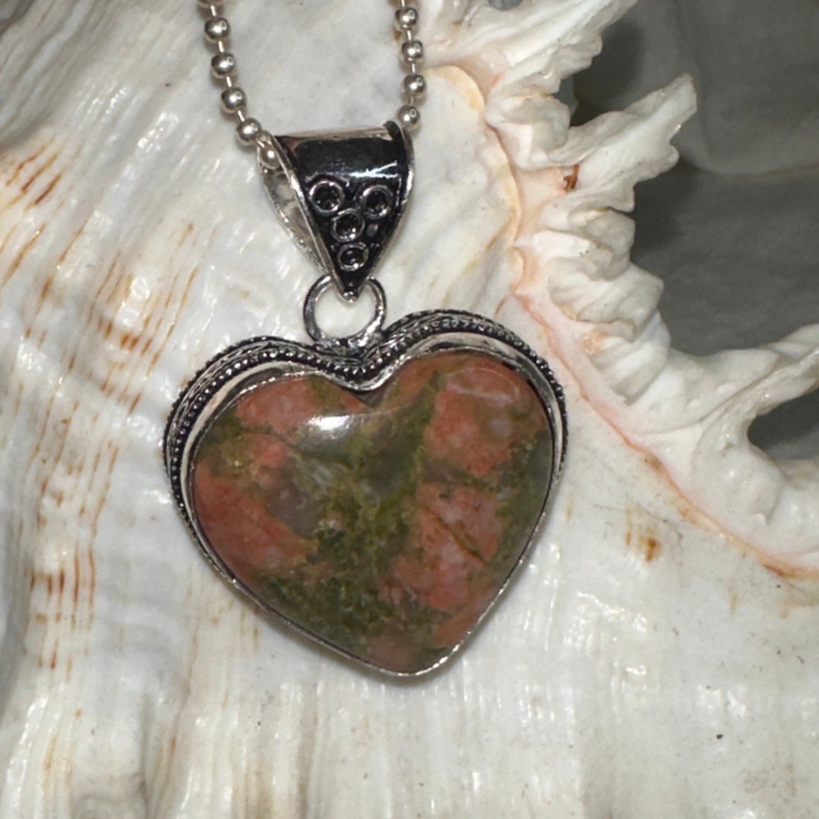 Unakite Heart handcrafted naturally sourced gemstone pendant