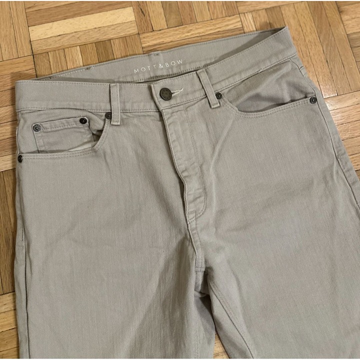 Mott & Bow Slim Mercer Pants Jeans Fits Mens 30x27 Beige 5 Pocket Casual Chino