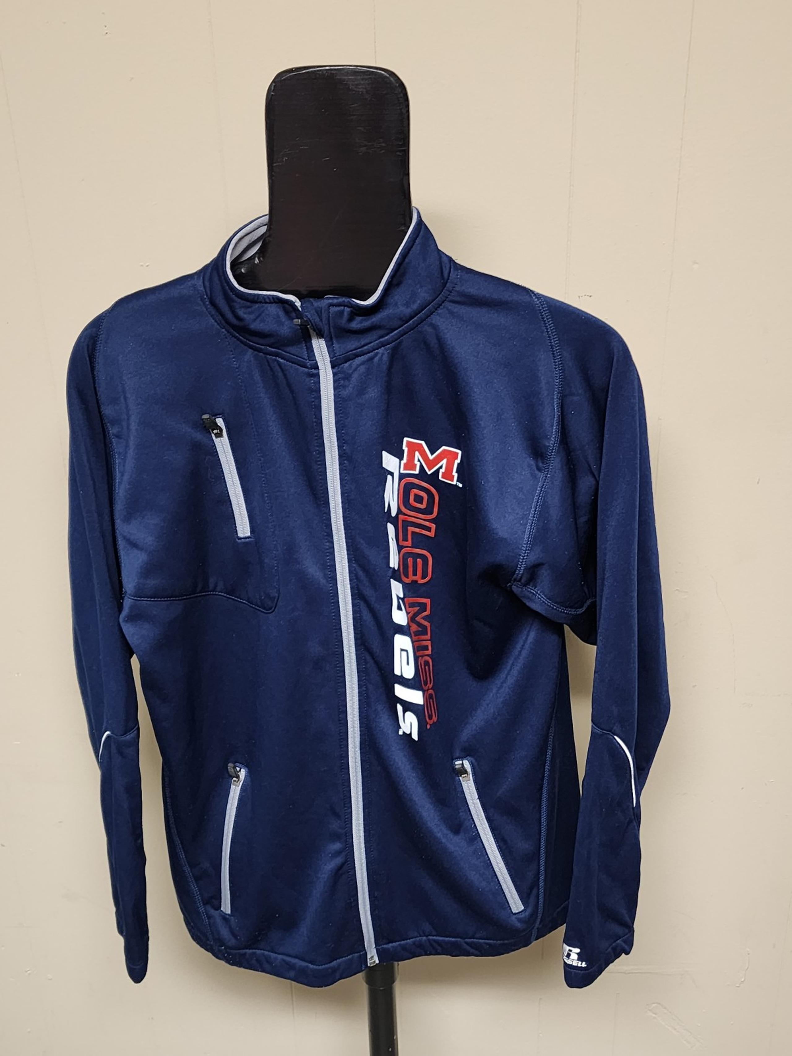 Ole Miss Rebels Russell Athletic Dri-Power Men's Medium Full Zipper Blue Jacket