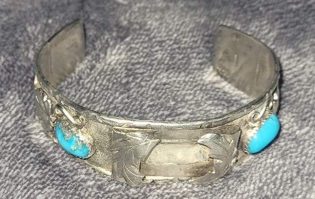 Solid Silver vtg.Watchband Cuff Bracelet