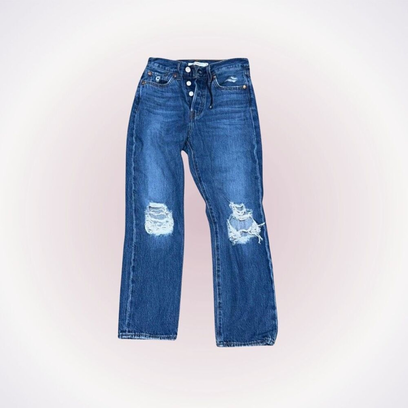 Levi’s Wedgie Fit Distressed Blue Jeans | Size 25