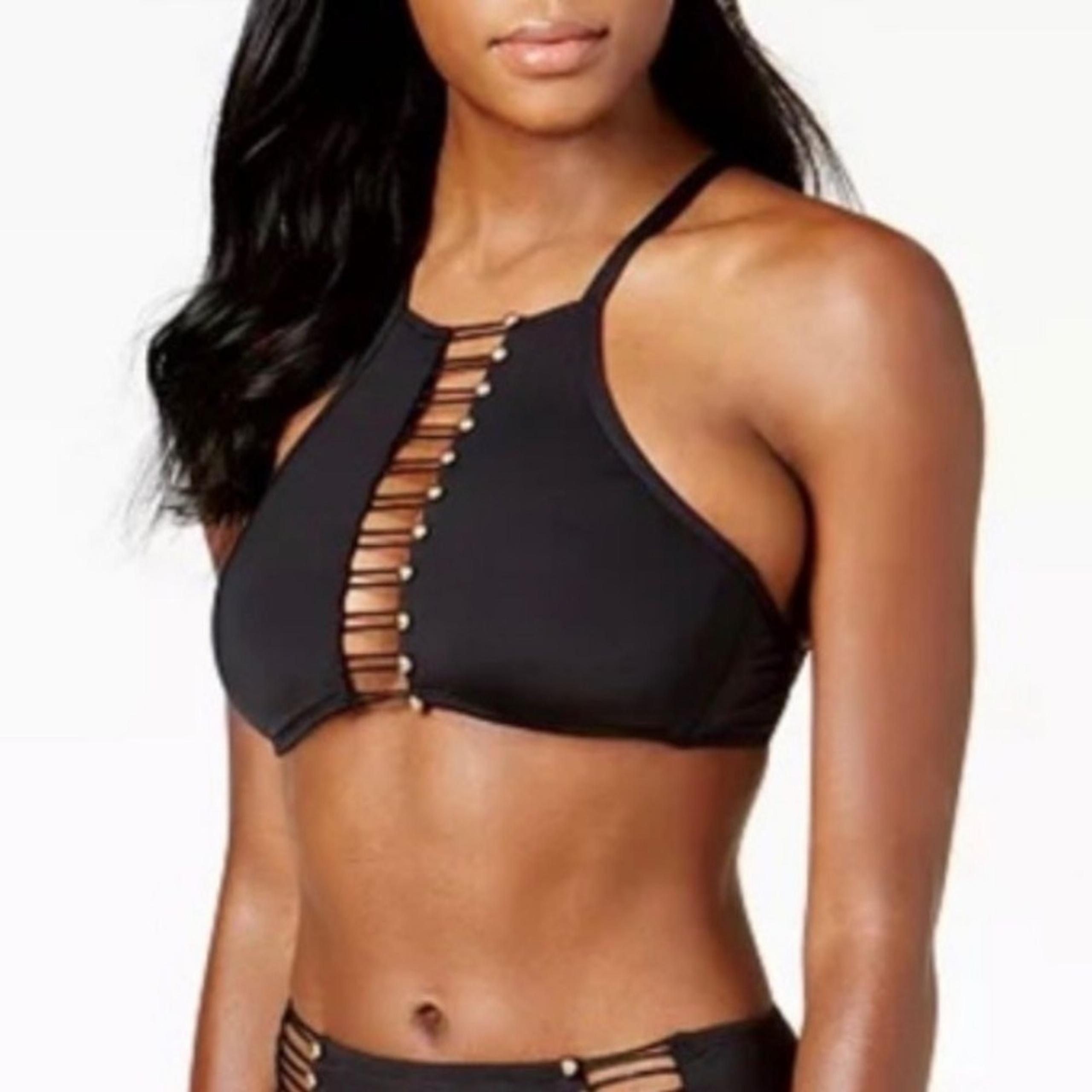 Kenneth Cole High-Neck Cutout Bikini Top NWT