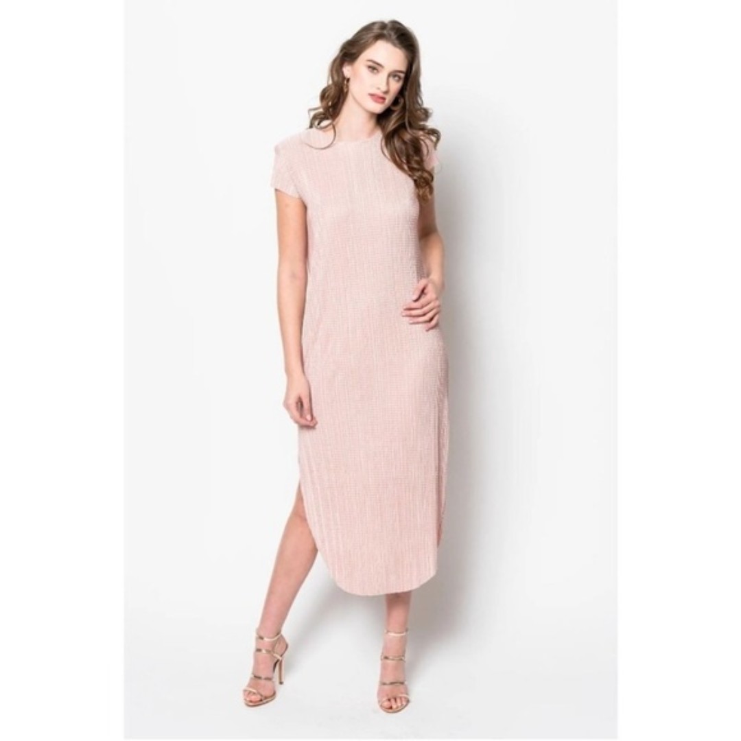 Sabina Musayev Anthropologie Powder Pink Shirin Textured Midi Dress Size Small