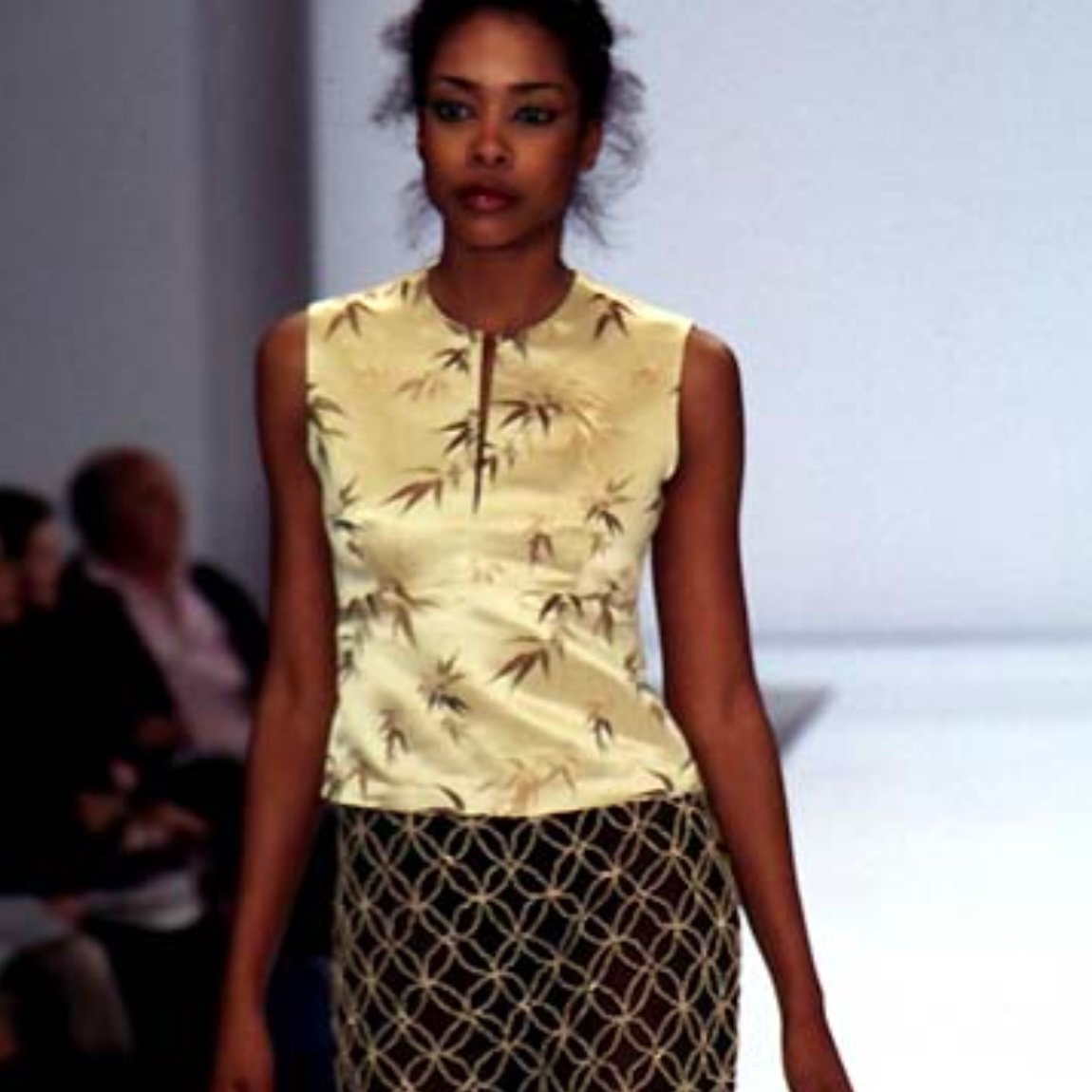 RARE VTG Runway SS 1997 Vivienne Tam Gold Leaf Blouse