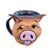 Signed Whimsical Retro Piggy Face Vintage Mug Handmade A&A Studio Pottery Cup