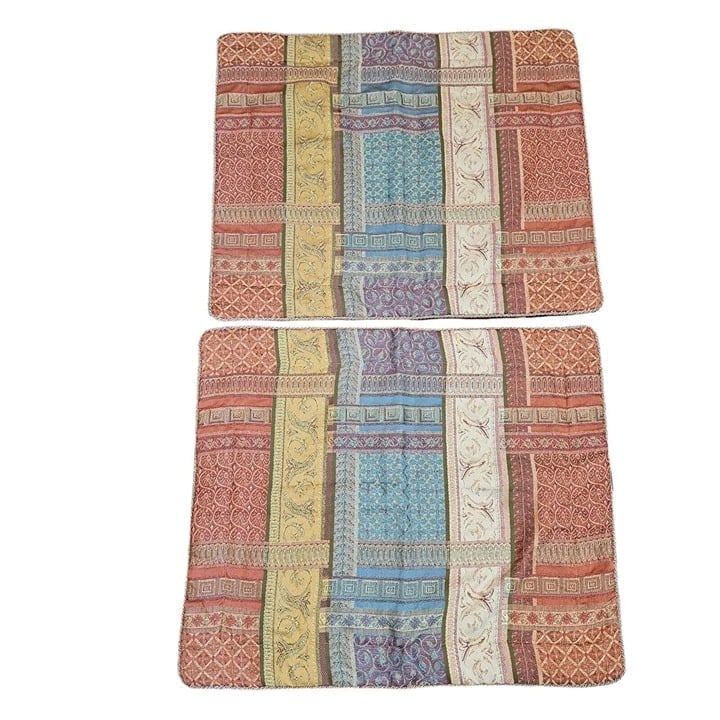 2 Croscill Standard Pillow Shams Corded Trim 21 X 27 Traditional Boho Teal Red