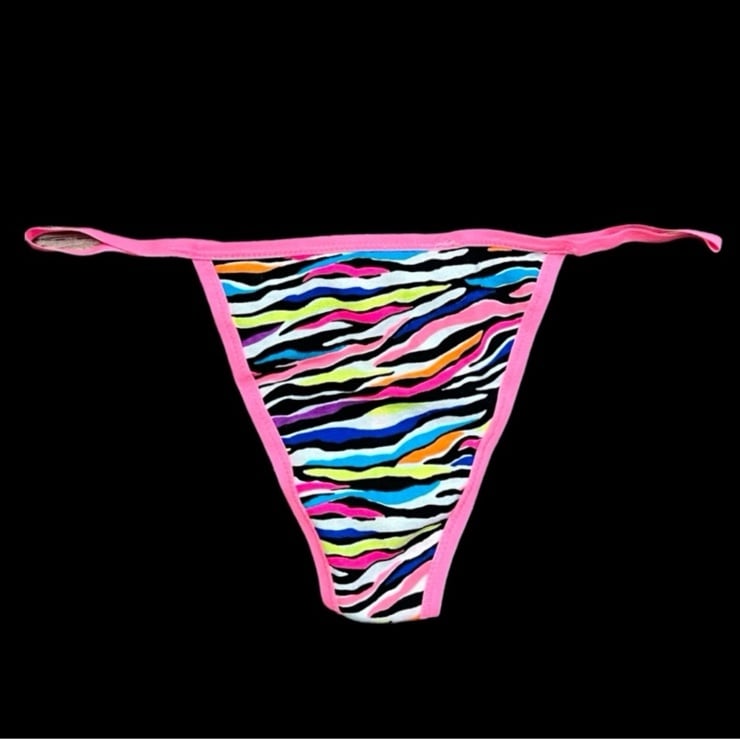 Victorias Secret Pink Soft Cotton Extra Low Rise V String panty multicolor M