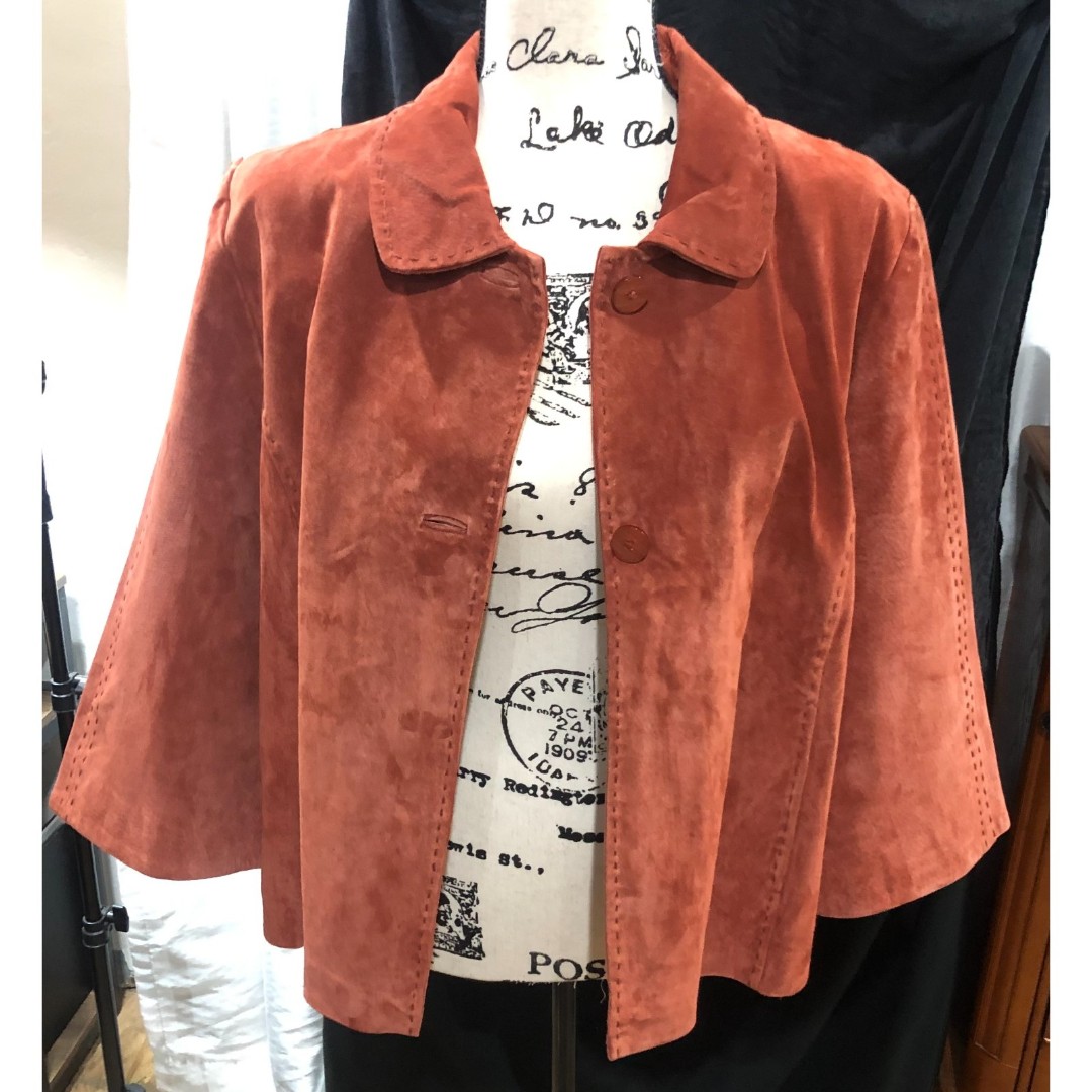 Vintage Coldwater Creek Leather Coat 3/4 length sleeves Size XL