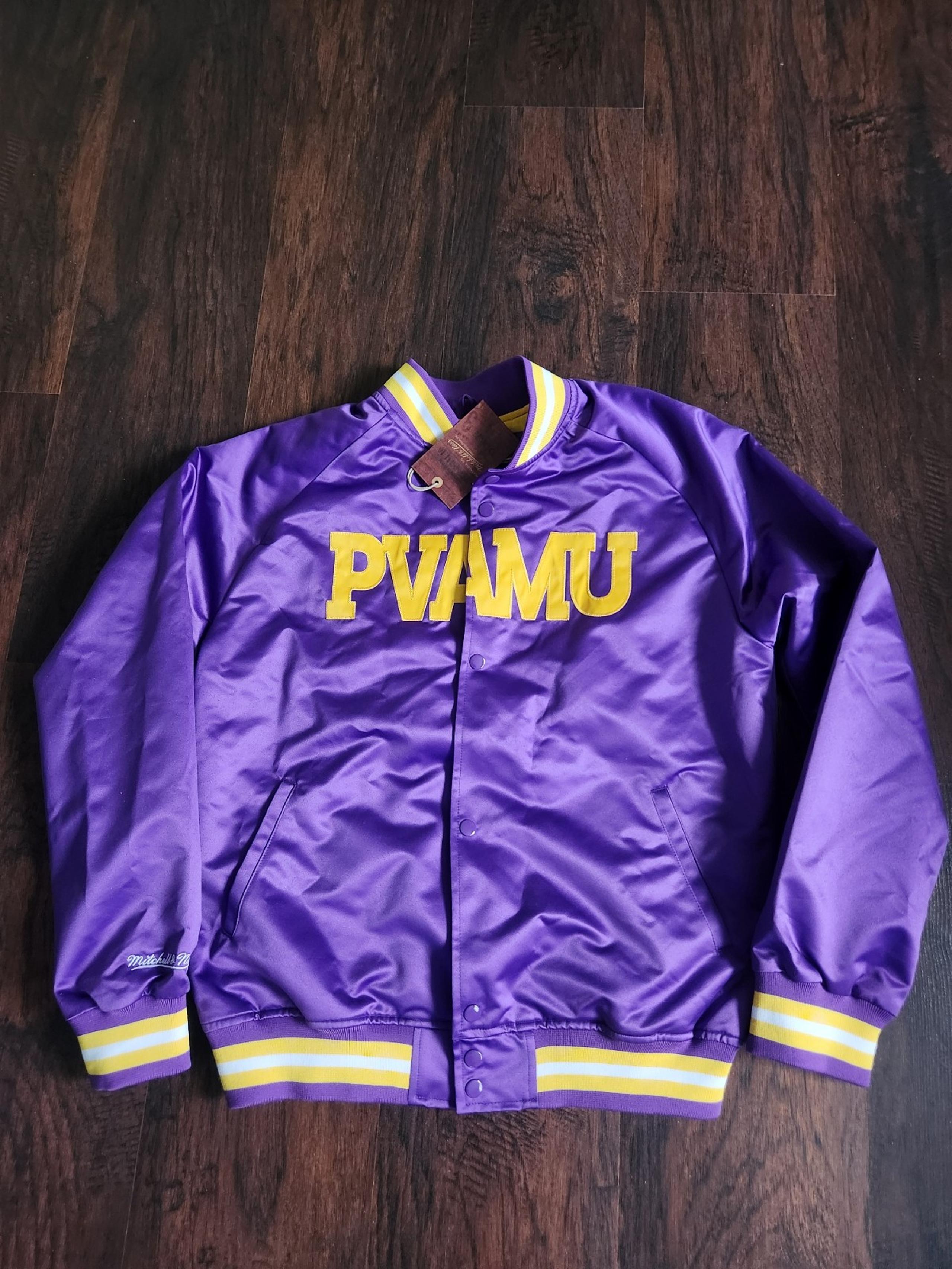 Mitchell & Ness Prairie View A&M Panthers Bomber Jacket Mens size M Purple and y