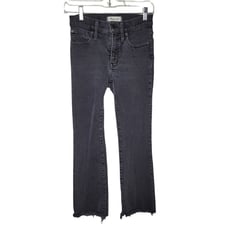 Madewell Cali Demi Boot Jeans Womens 25 Denim Raw Hem Stretch black edmunds wash