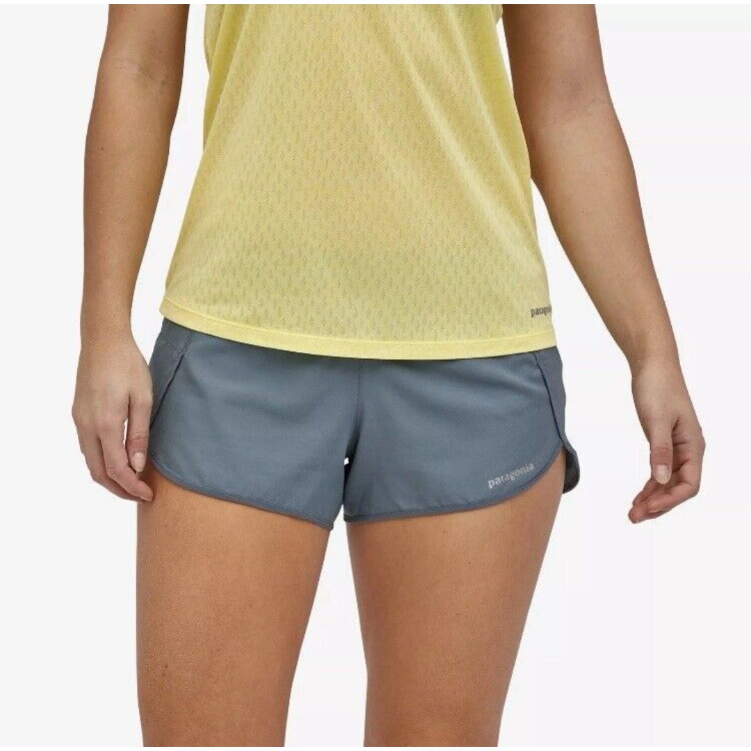Patagonia Strider Shorts Womens Sz Large Gray Lined Running Gym Athletic Pull On