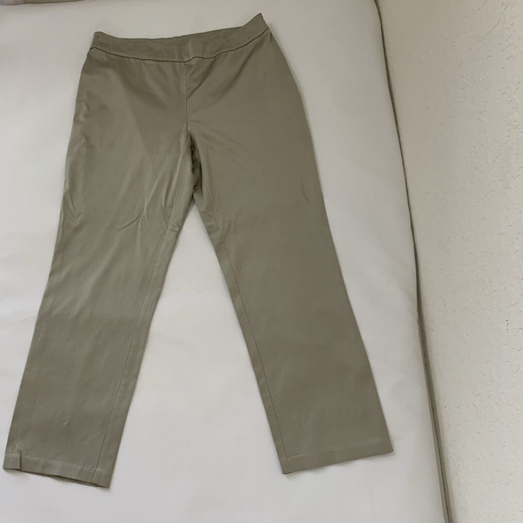 EILEEN FISHER Pants M Champagne Satin Straight Trouser 32x28.5 Quiet Luxury