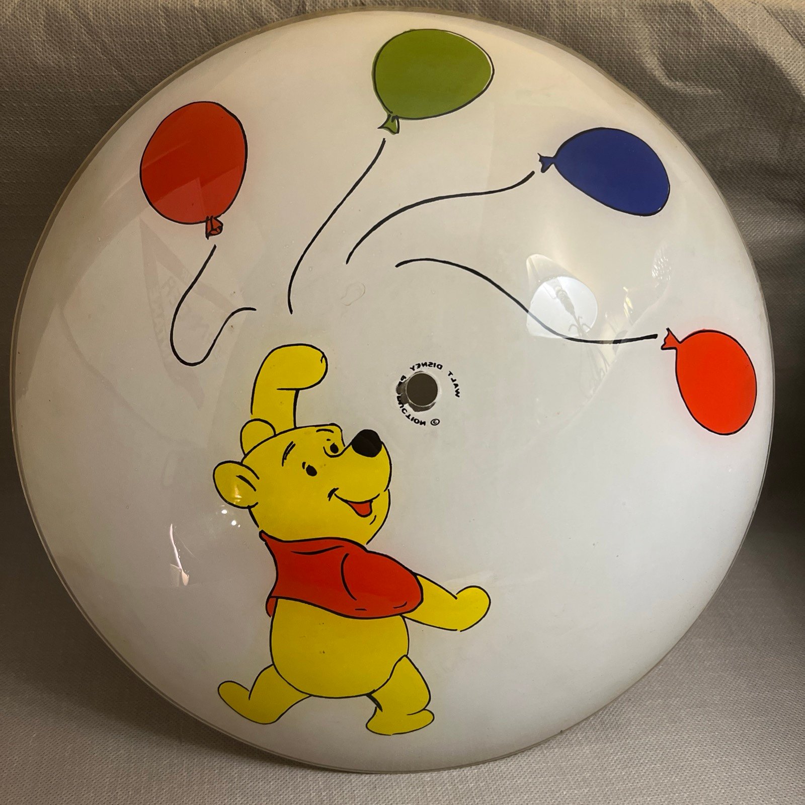 Winnie the Pooh Walt Disney Ceiling Glass Light Shade Cover 15 inch Vintage