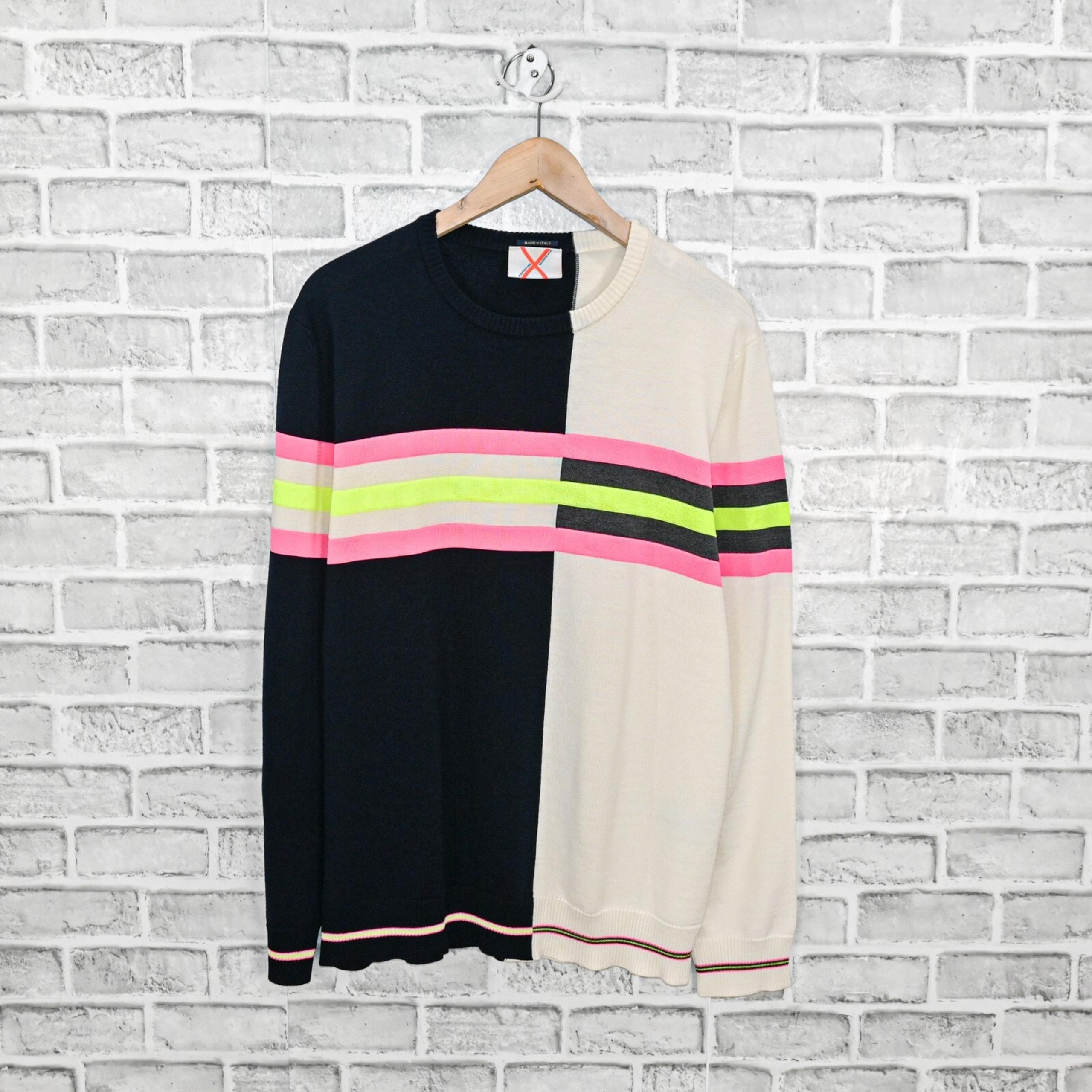Nick Wooster x Paul & Shark Navy Beige Color Block Sweater size Large