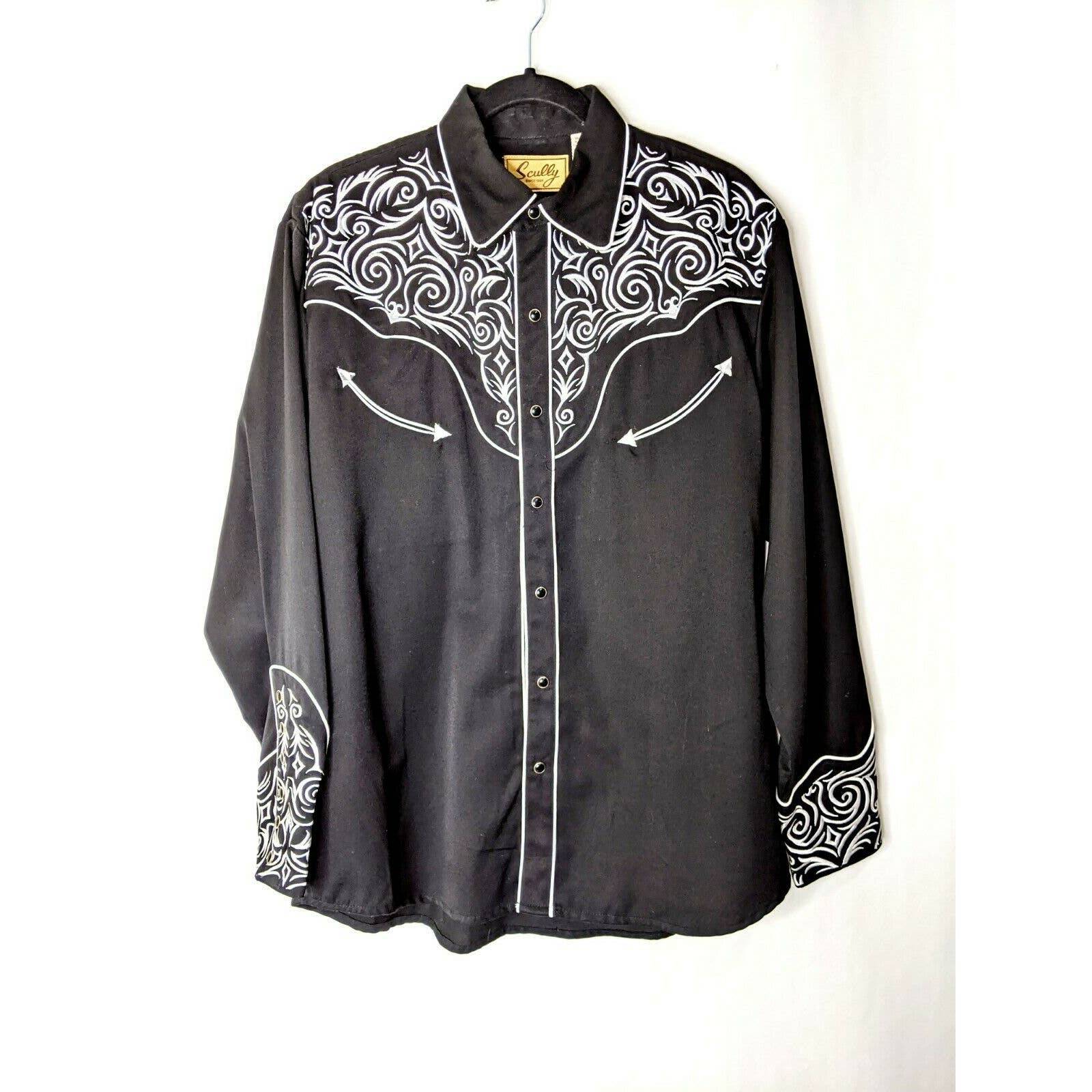 Scully Men Embroidered Black Western M