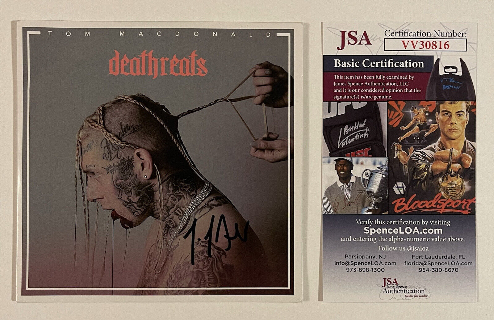 TOM MACDONALD SIGNED DEATHREATS CD RAPPER JSA COA