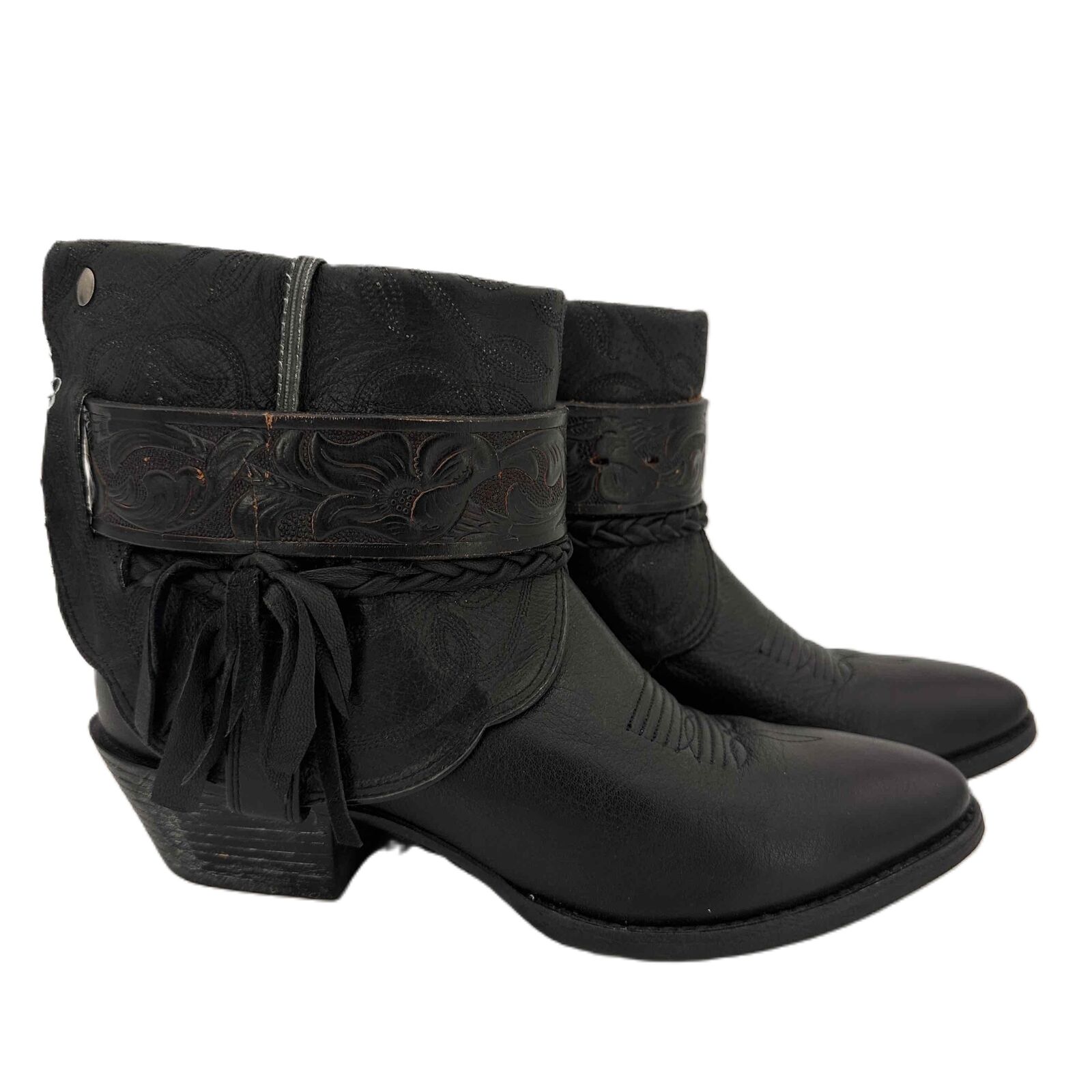Ariat Black Canty Boots Custom Made One of a Kind Western Boots Size 8